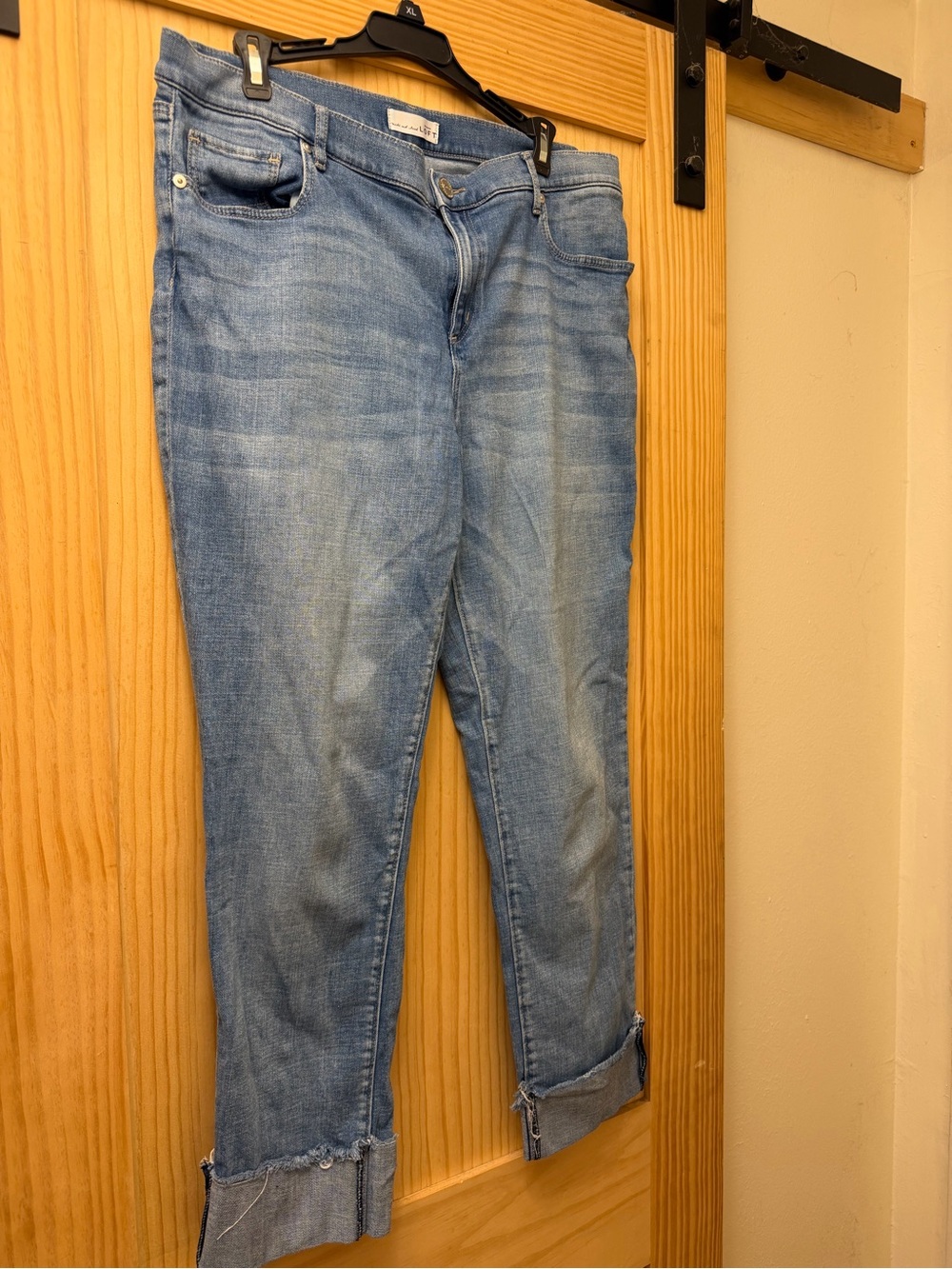 LOFT Light Blue Cropped Jeans with Frayed Cuffs